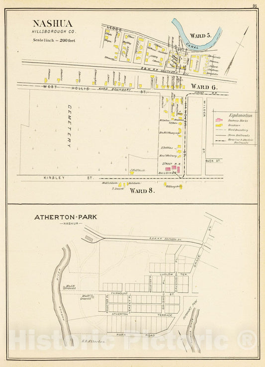 Nashua, Hillsborough County, New Hampshire - Railroad Map, 1892