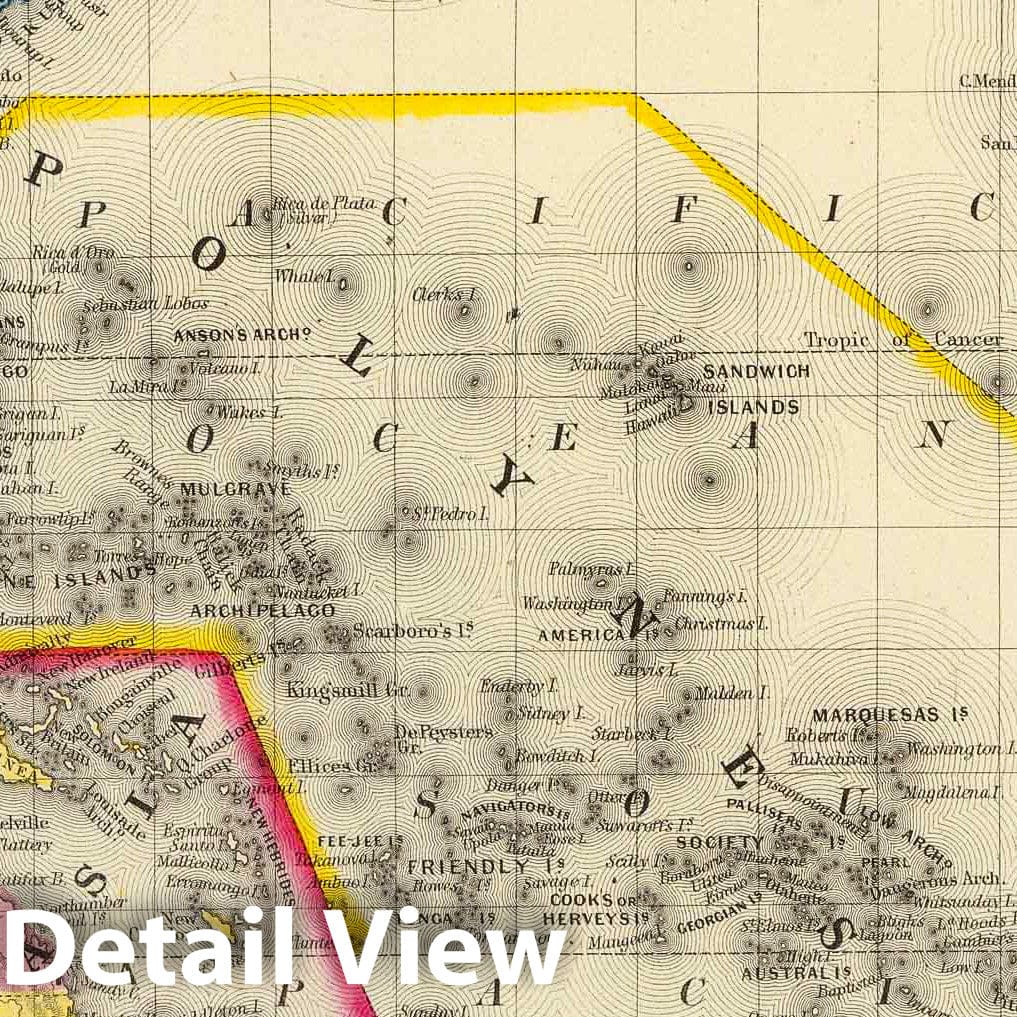 Oceania with Sandwich Islands, 1860 - Historical Map Print