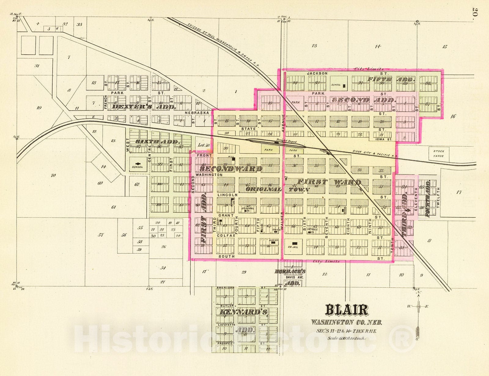 Blair, Washington County, Nebraska - Railroad Map, 1885