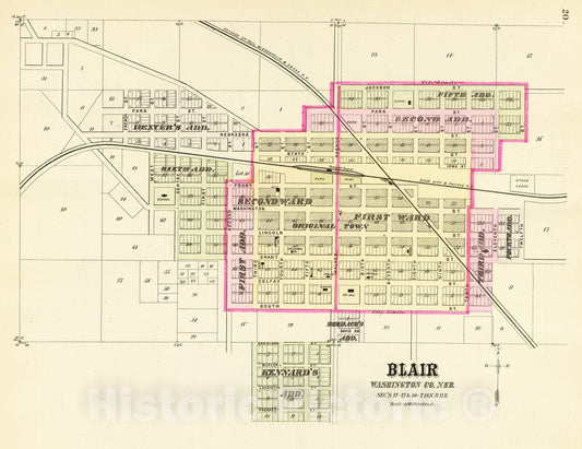 Blair, Washington County, Nebraska - Railroad Map, 1885