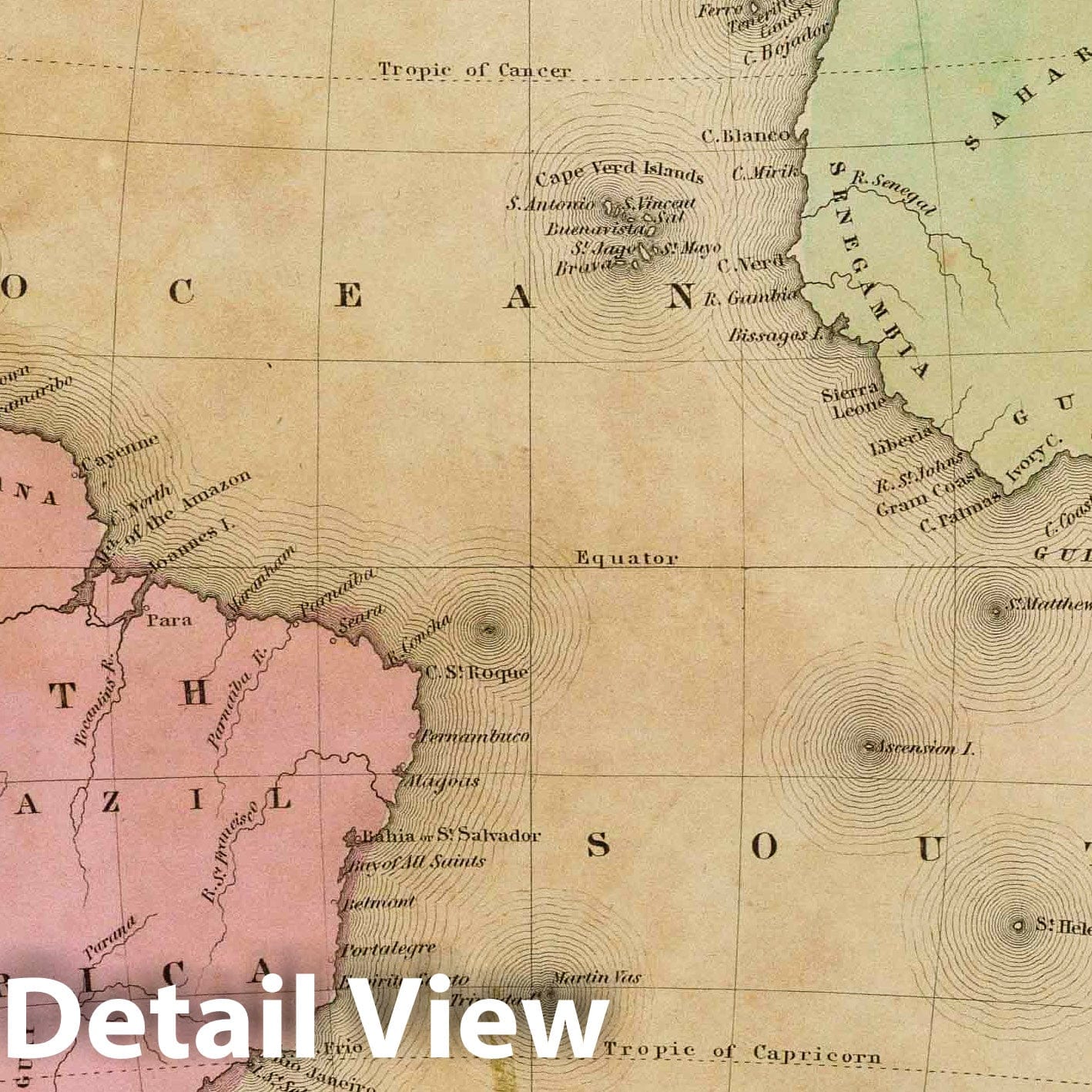 Atlantic Ocean - Nautical Chart, 1841 - Historical Map Print
