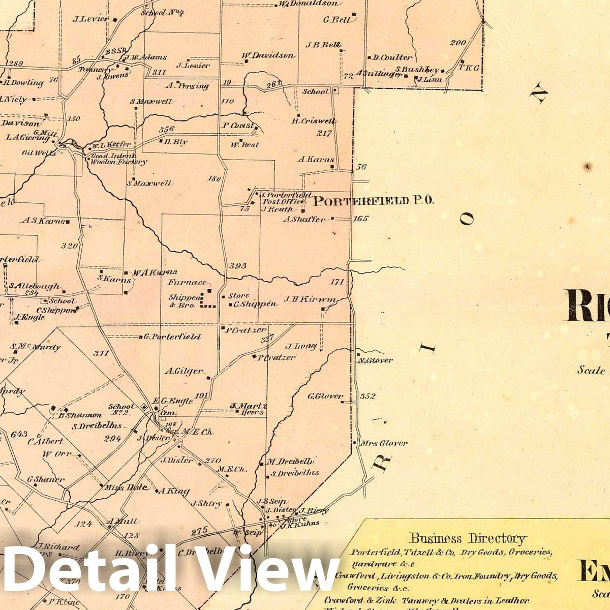 Richland Township, Venango County, Pennsylvania 1865 Historical Map Print