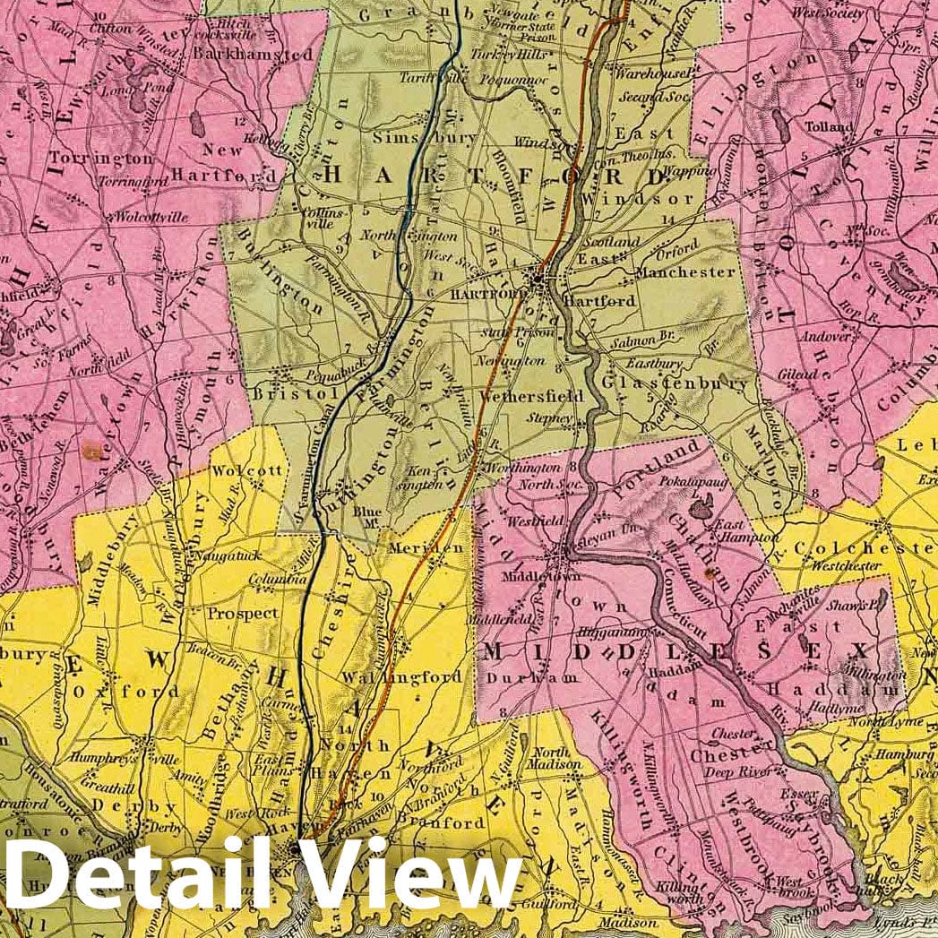 Connecticut, 1846 - Historical Map Print