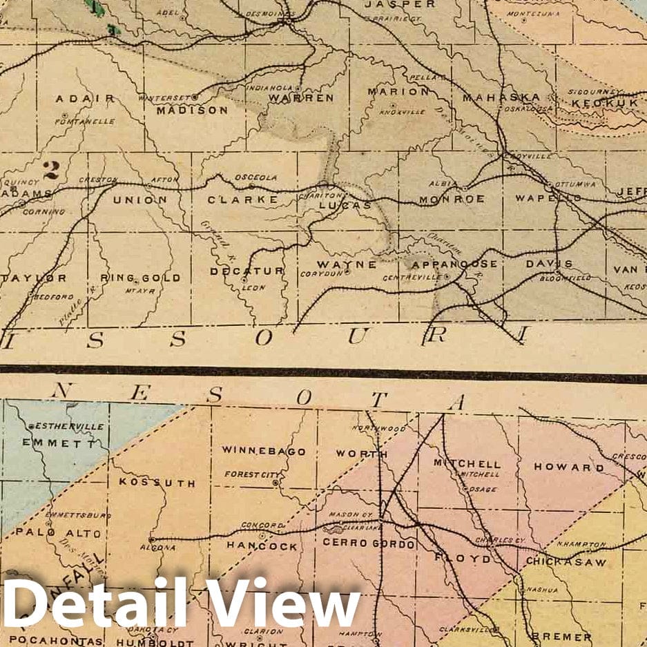 Iowa - Geological and Climatological Maps, 1875 - Historical Map Print