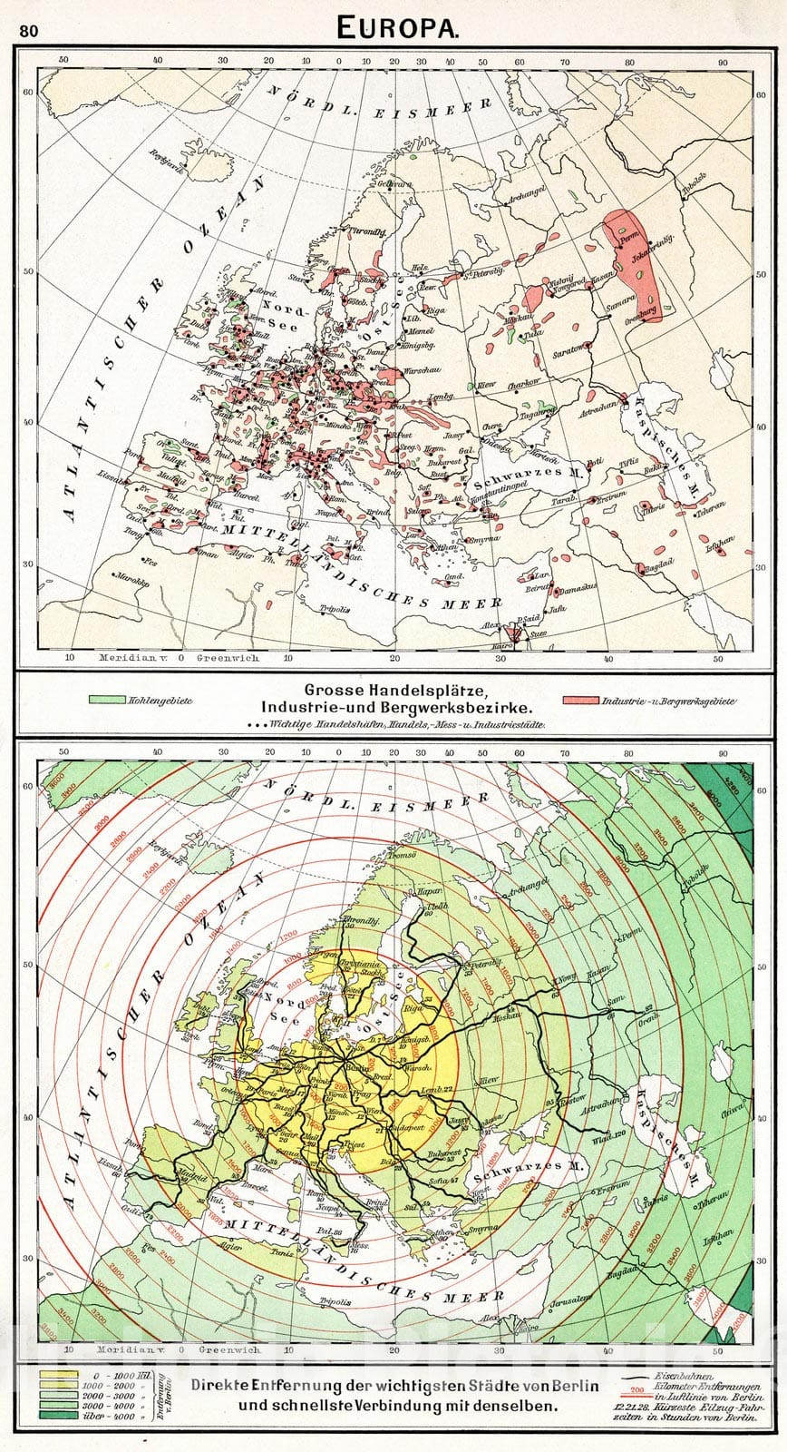 Europe - Major Trading Centers, 1896 - Historical Map Print