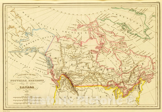 Russian America, New Britain, and Canada - River Map, 1837 - Historical Map Print