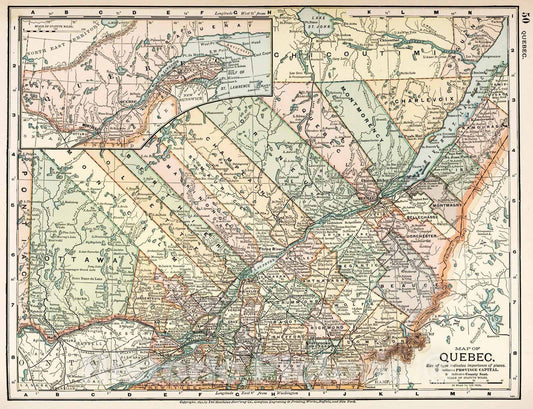 Historic Map : 1891 Map of Quebec 50 - Vintage Wall Art
