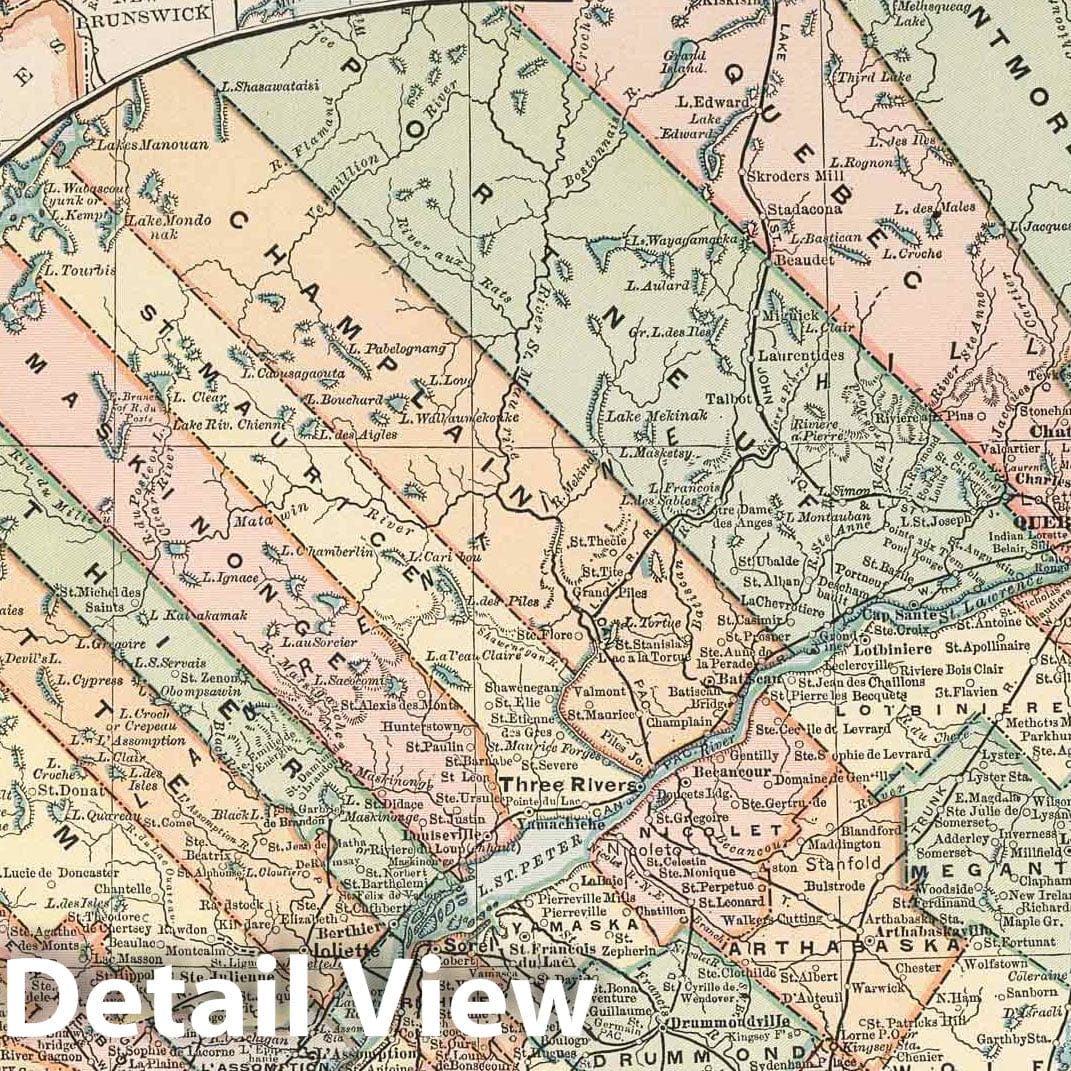 Quebec - Railroad Map, 1891 - Historical Map Print