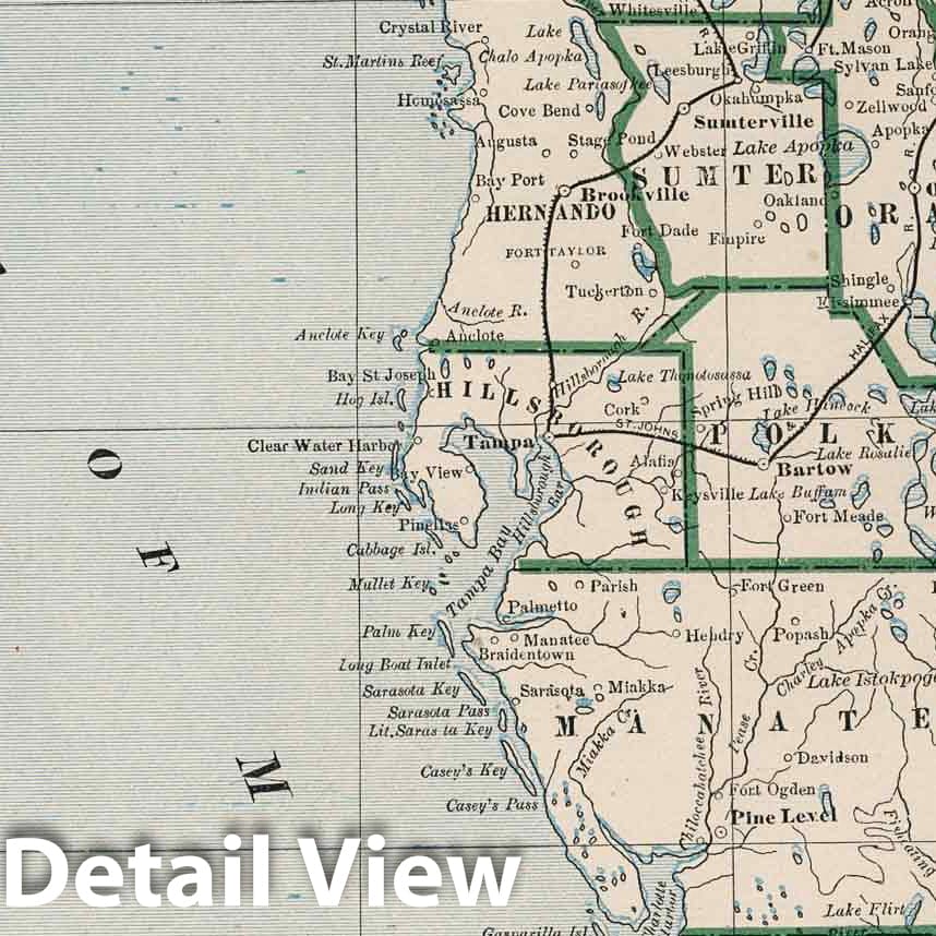 Florida, 1883 - Cram's Family Atlas Historical Map Print