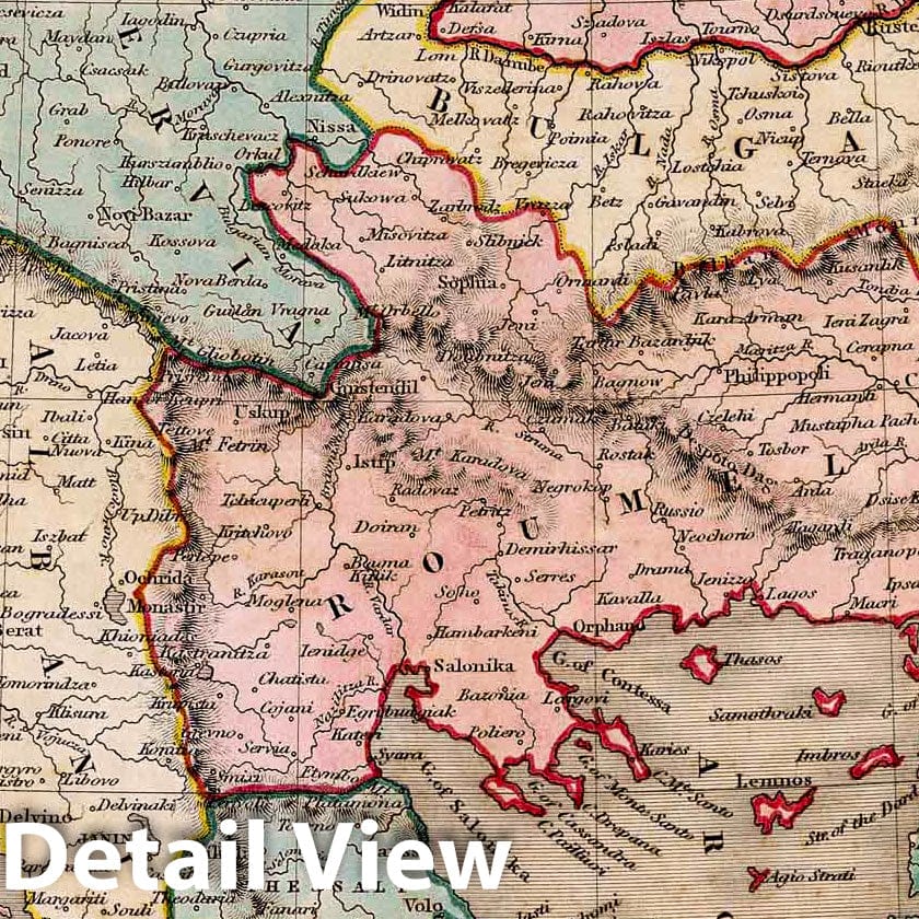 Turkey in Europe (Balkans and Eastern Europe) - River Map, 1832 - Historical Map Print