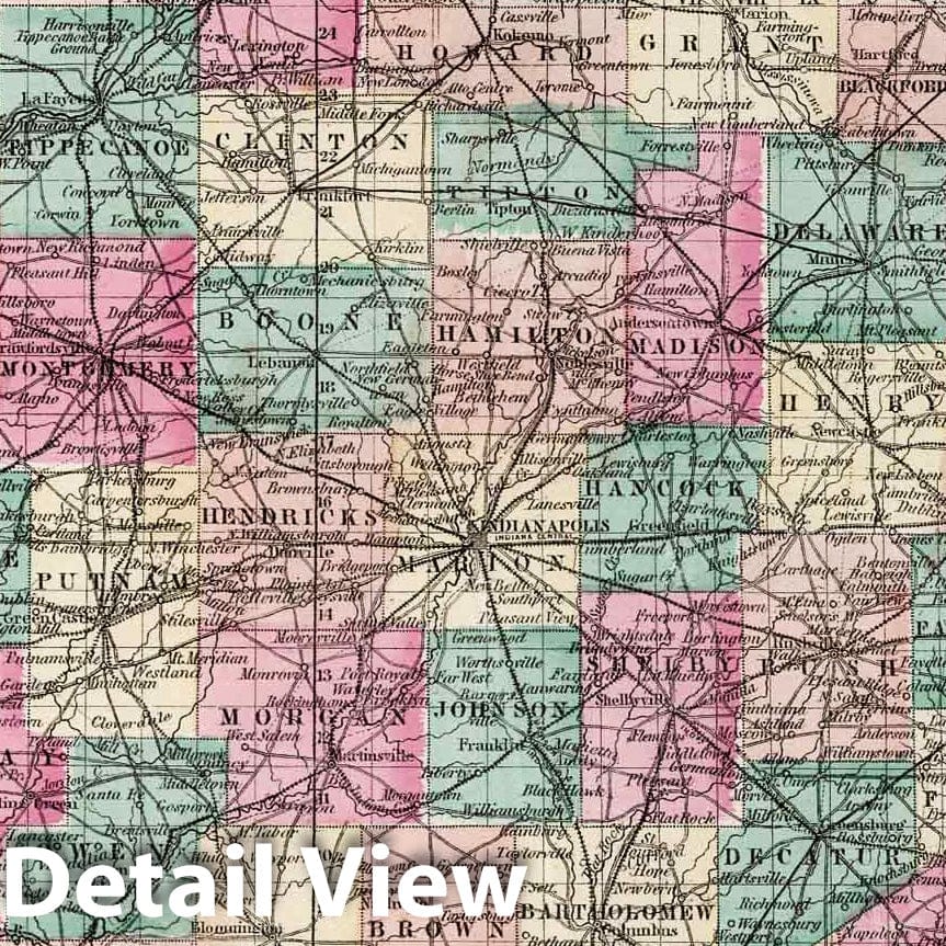 Indiana - Railroad Map, 1873 - Gray's Atlas Historical Reproduction