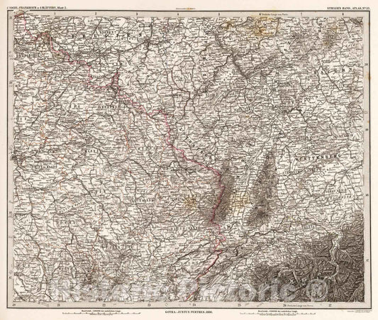 Historic Map : France, 1879 Frankreich in 4 Blattern, Blatt 1. (France in 4 Sheets, Sheet 2). , Vintage Wall Art