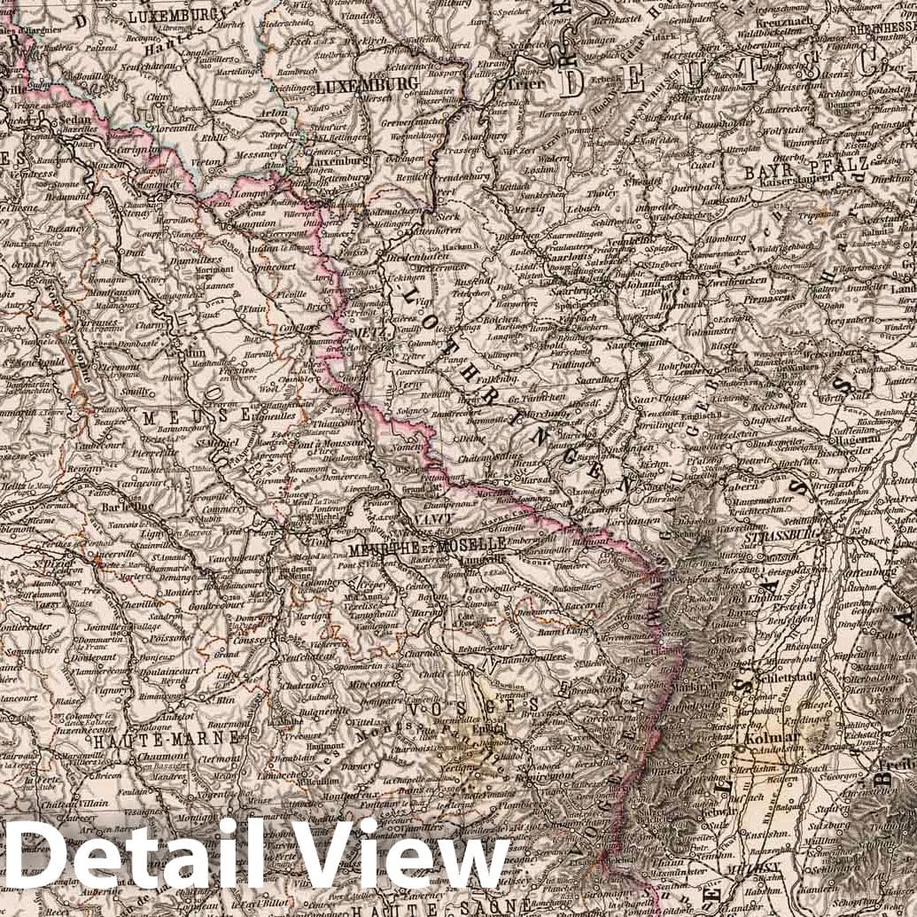 Historic Map : France, 1879 Frankreich in 4 Blattern, Blatt 1. (France in 4 Sheets, Sheet 2). , Vintage Wall Art