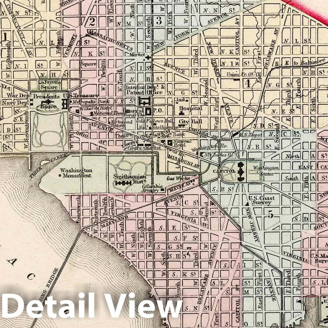 Washington, District of Columbia - Railroad Map, 1874 - Historical Map Print
