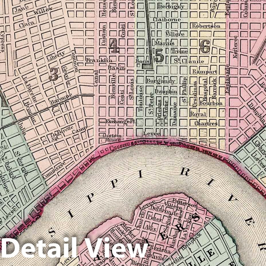 New Orleans, Louisiana - City Plan, 1877 - Historical Map Print