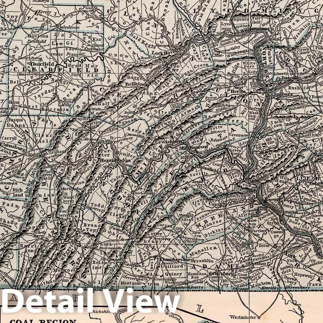 Pennsylvania Road Map 1845 - Historical Map Print