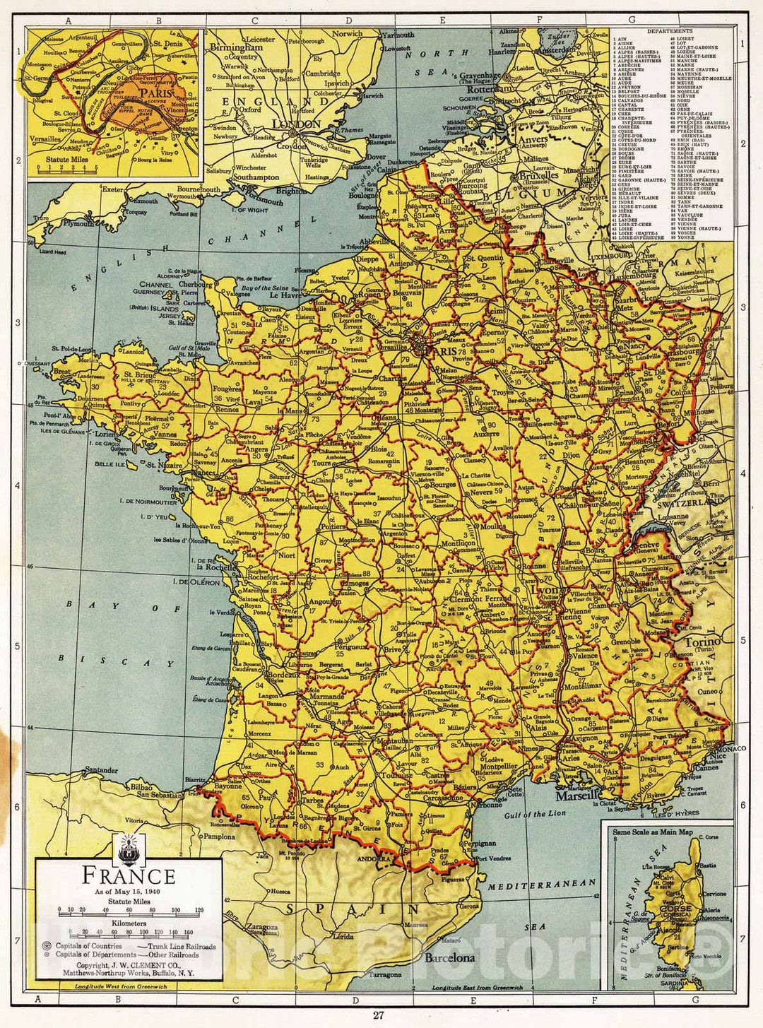 Historic Map : 1943 France - Vintage Wall Art