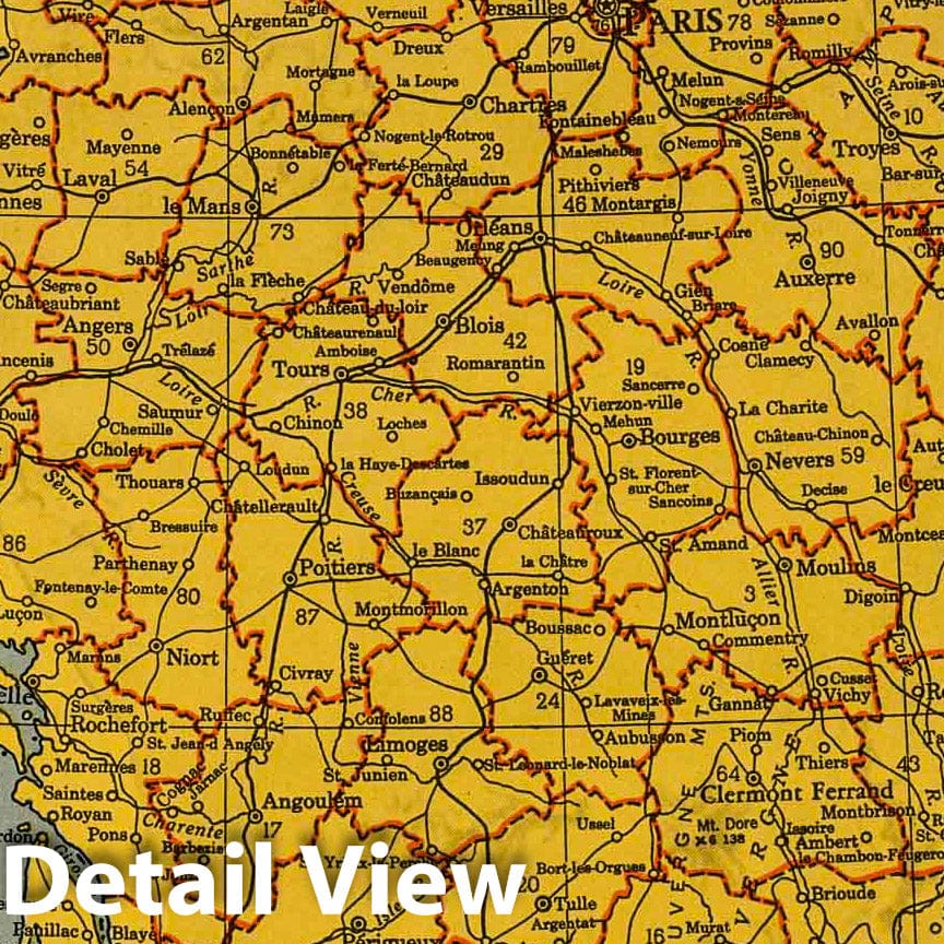 Historic Map : 1943 France - Vintage Wall Art