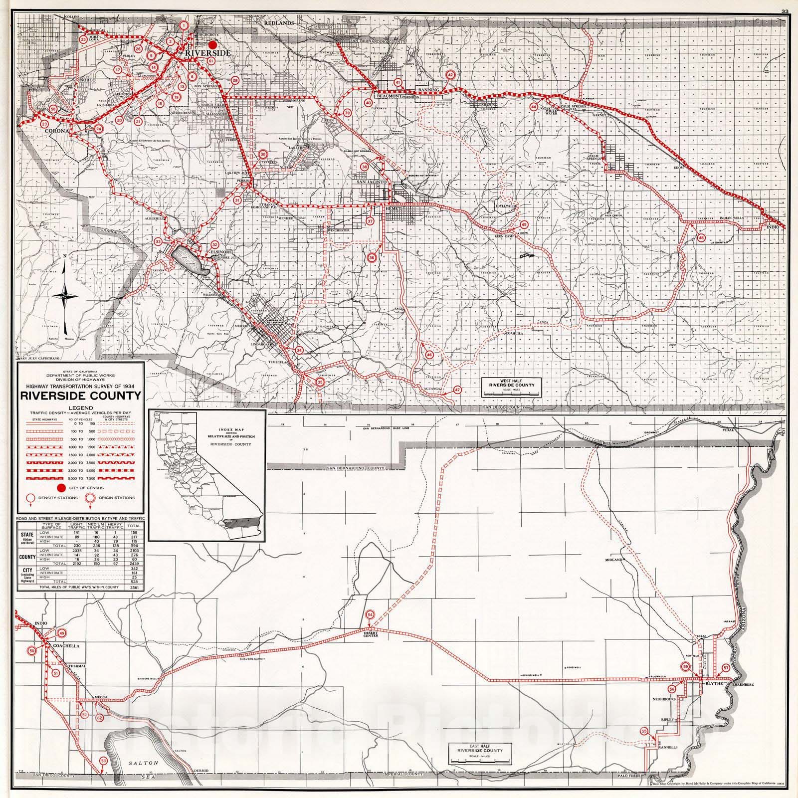 Historic Map : 1935 Riverside County. - Vintage Wall Art