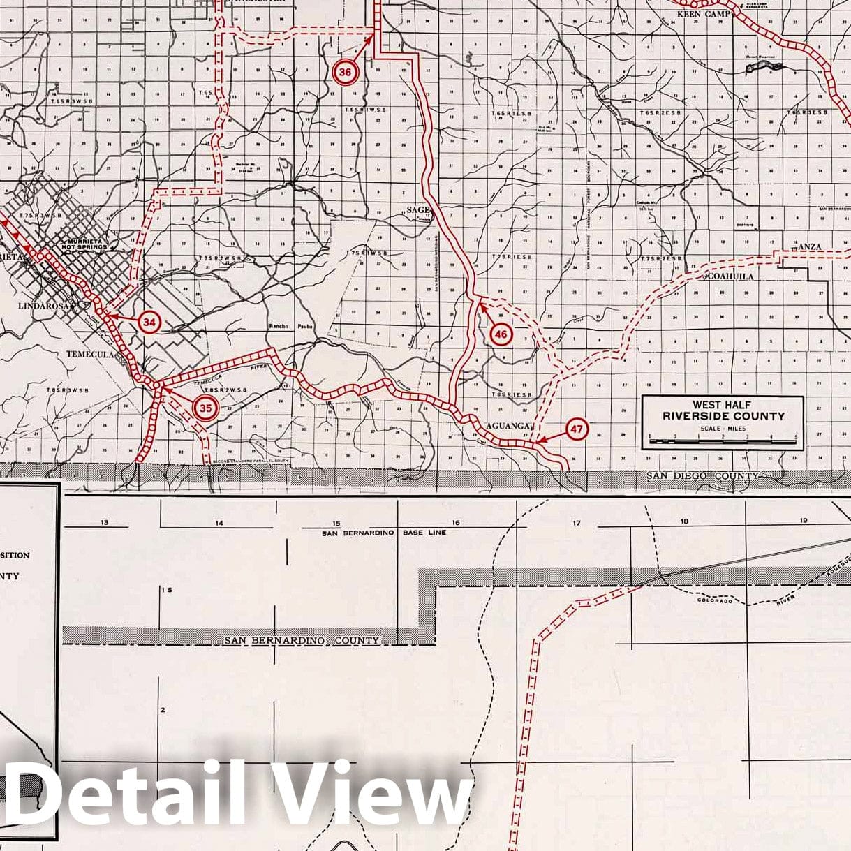 Historic Map : 1935 Riverside County. - Vintage Wall Art