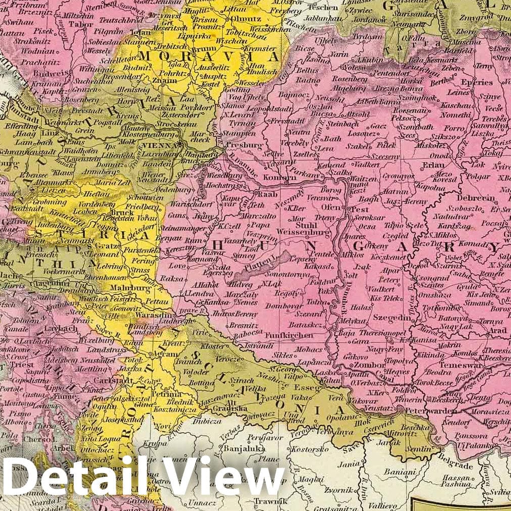 Austrian Empire with Environs of Vienna, 1846 - Historical Map Print