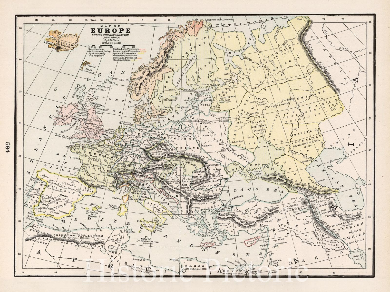 Historic Map : 1901 Map of Europe during the reformation, about 1500 A.D. - Vintage Wall Art