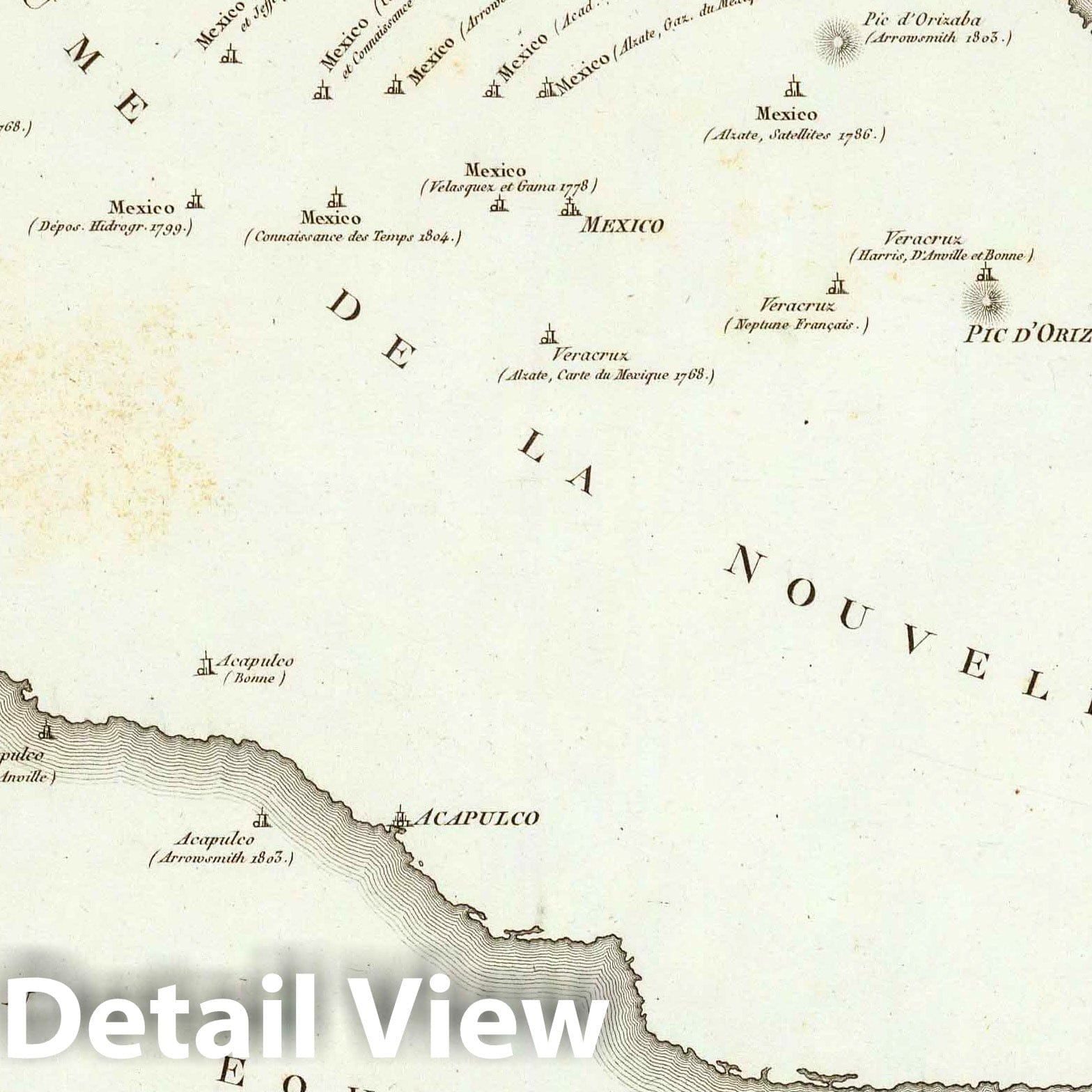 Mexico City, Acapulco, Veracruz, Orizaba, 1804 - Historical Map Print
