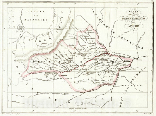Historic Map : Venezuela, 1827 Apure. , Vintage Wall Art