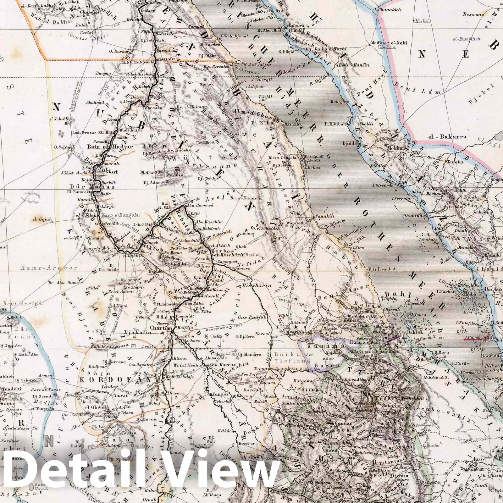 Northeast Africa, 1875 - Historical Map Print