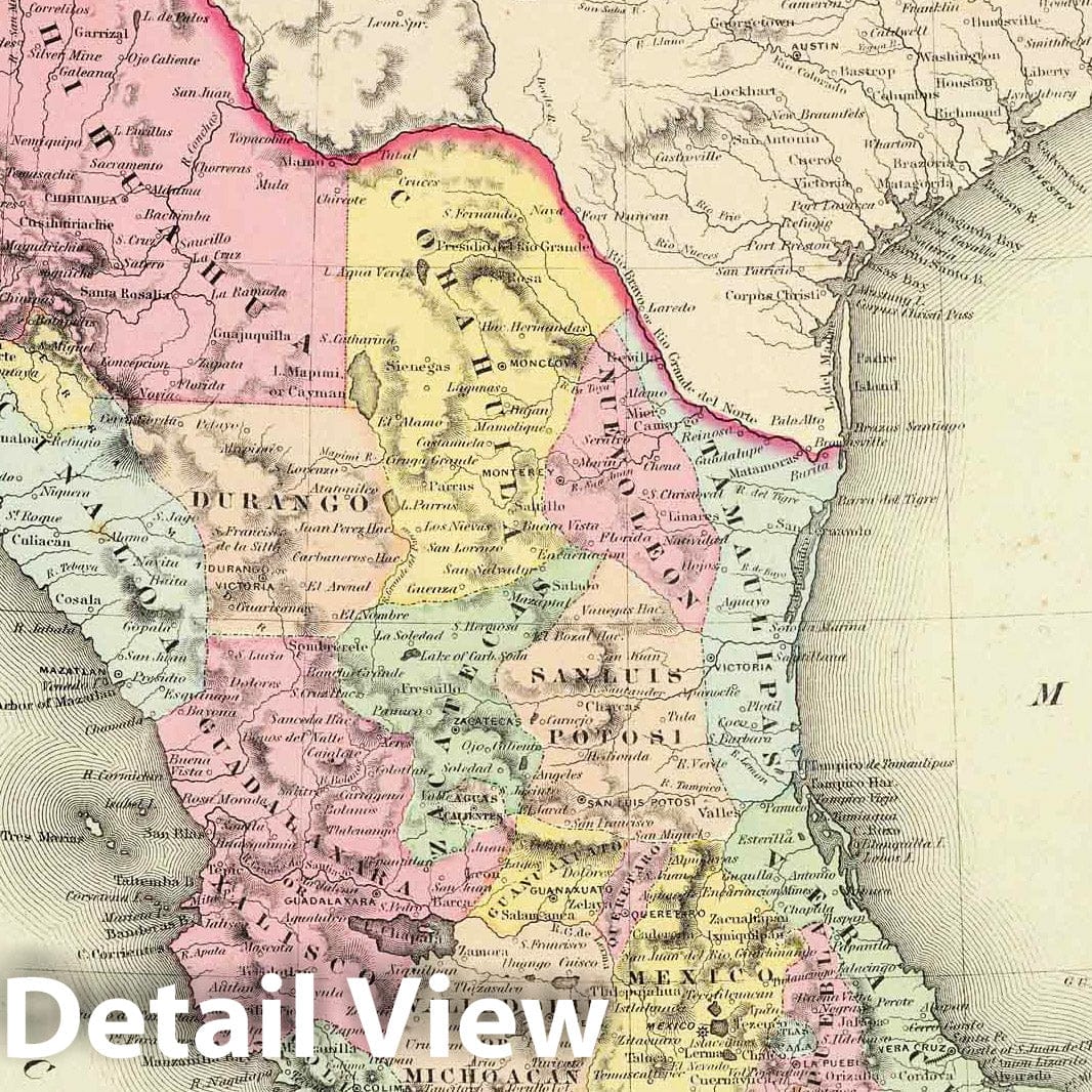 Historic Map : 1856 Mexico. - Vintage Wall Art