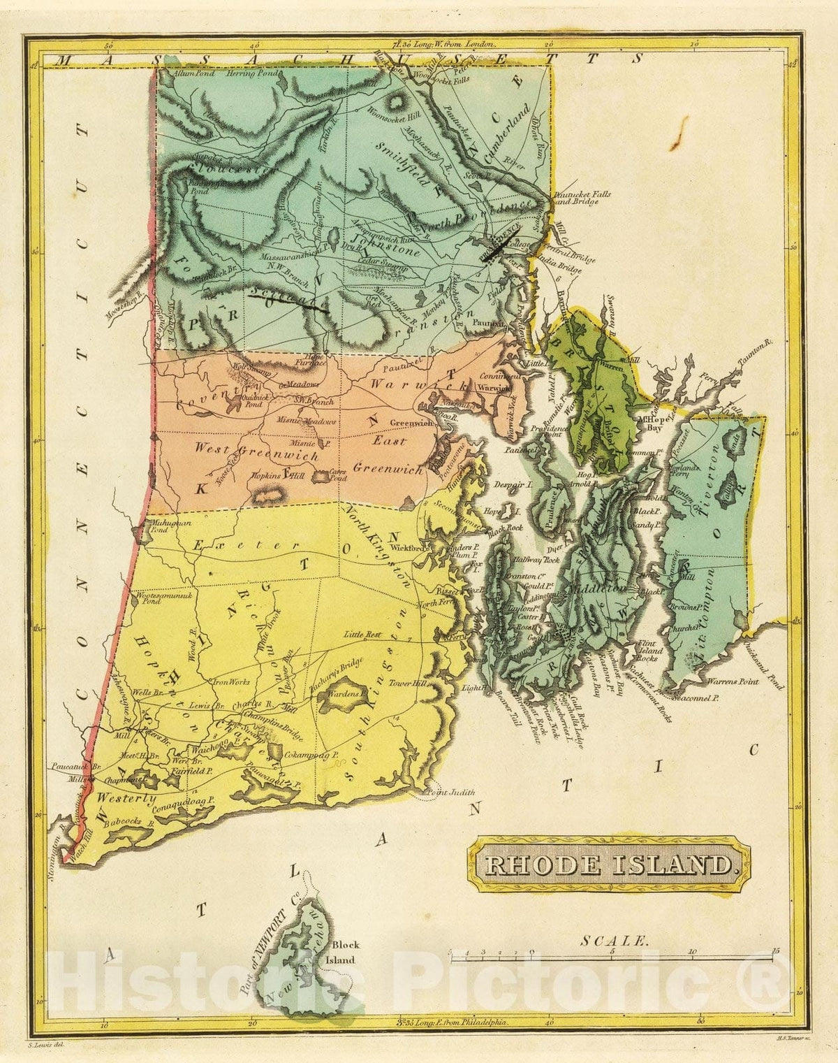 Historic Map : 1816 Rhode Island. - Vintage Wall Art