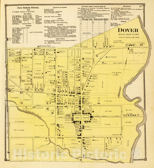 Historic Map : 1868 Dover. - Vintage Wall Art