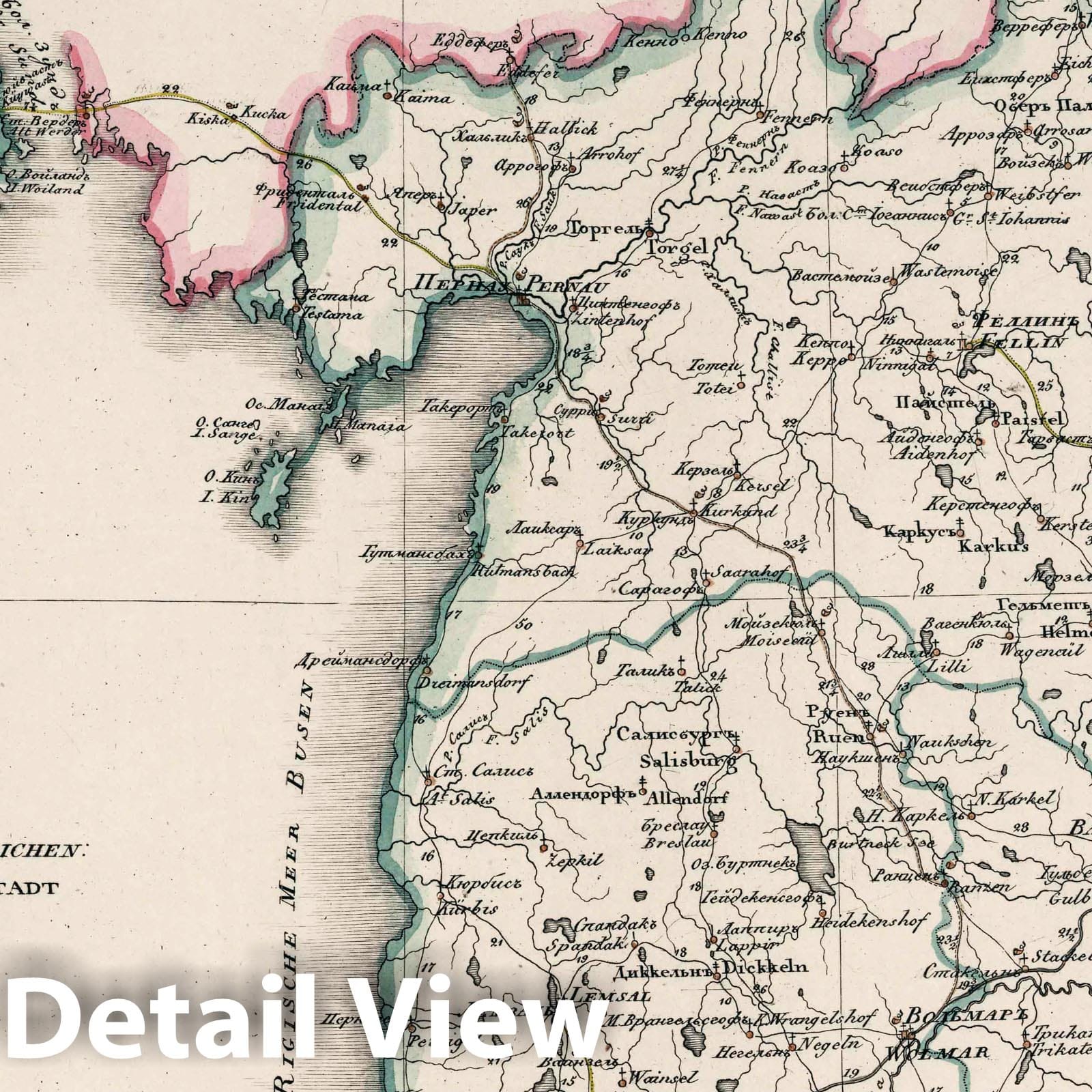 Livonia - Road Map, 1829 - Historical Map Print