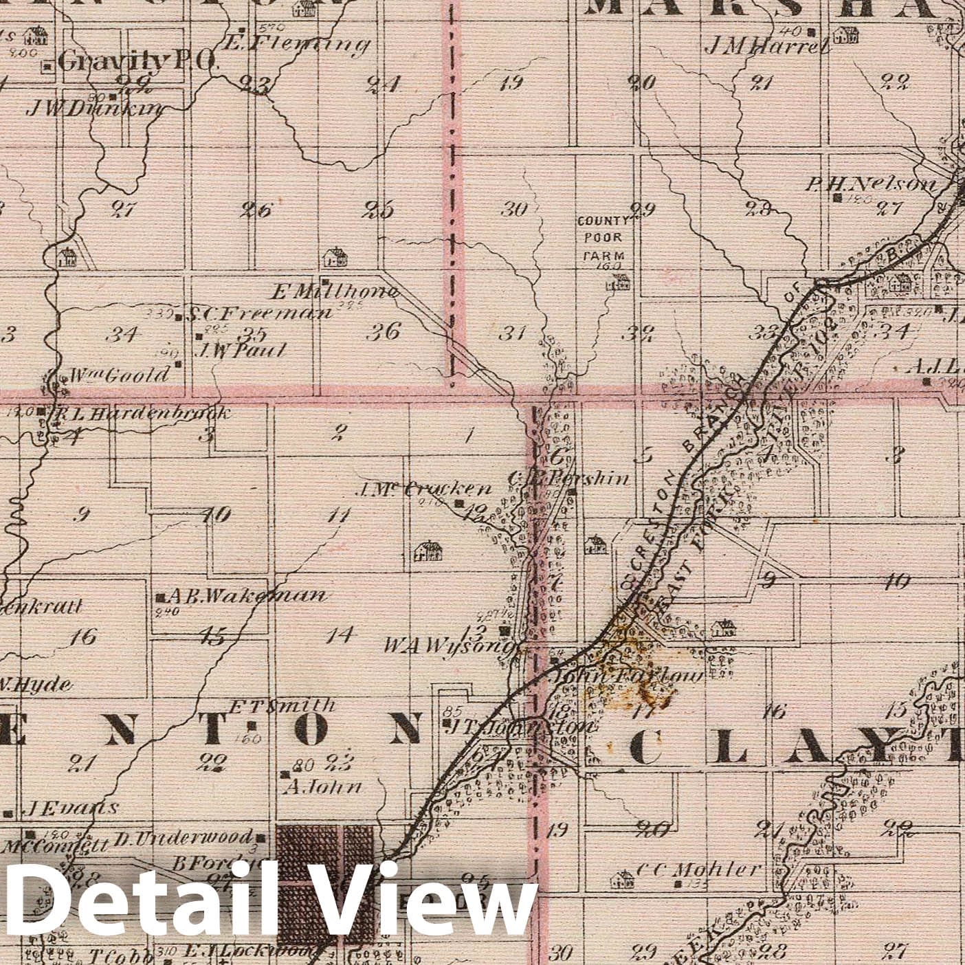 Taylor County - Railroad Map, 1875 - Historical Map Print