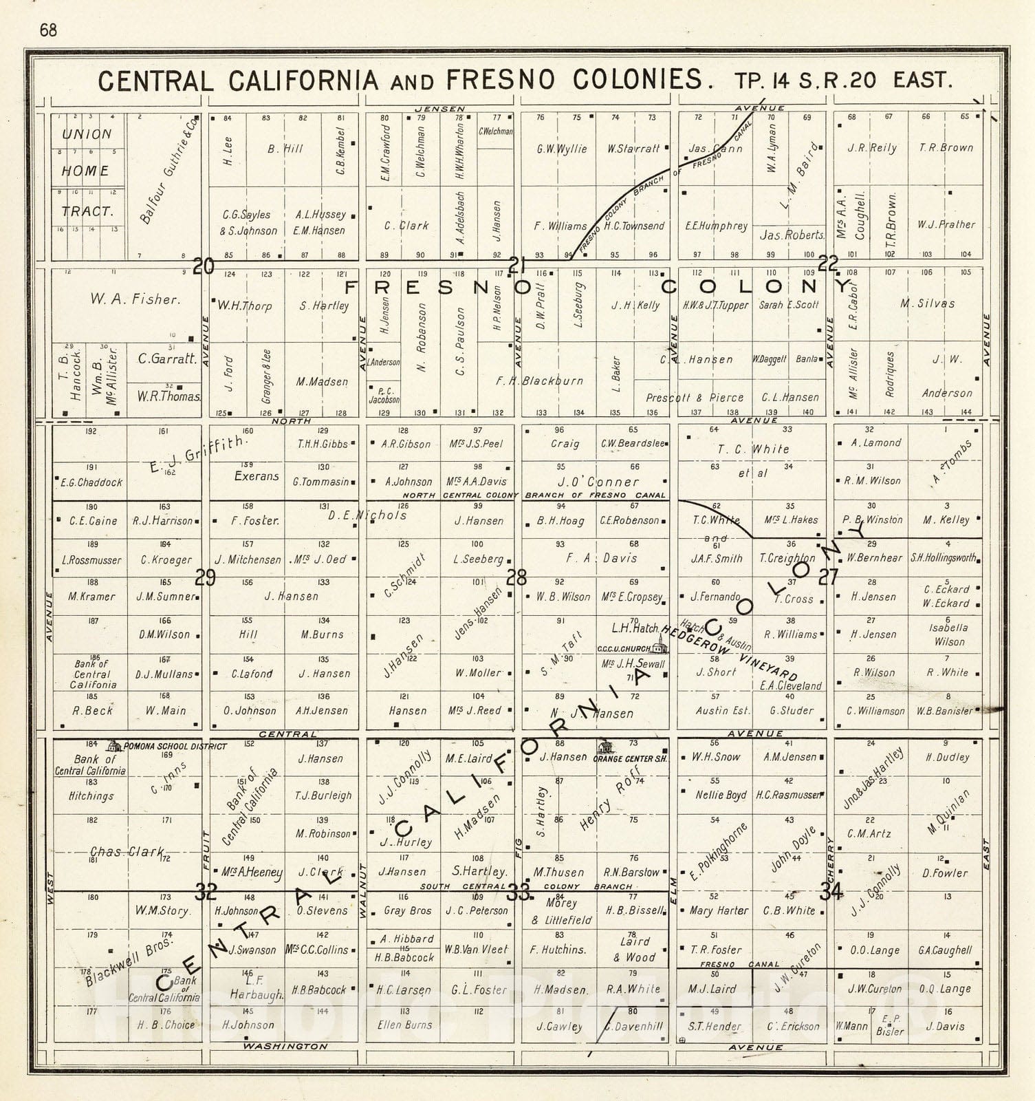 Historic Map : 1891 R.20E T.14S. - Vintage Wall Art