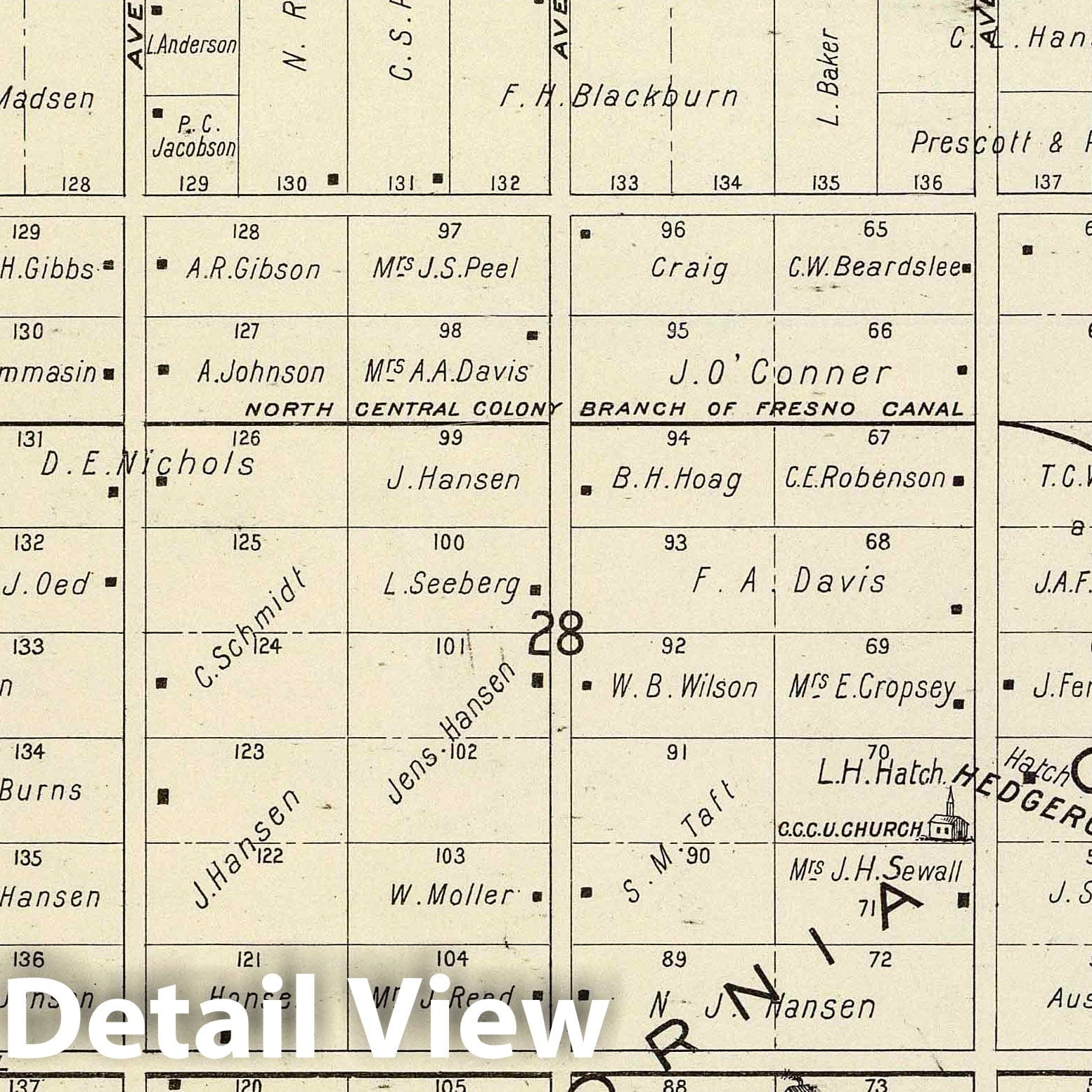 Fresno County, California Survey Map 1891 - Historical Cadastral Print