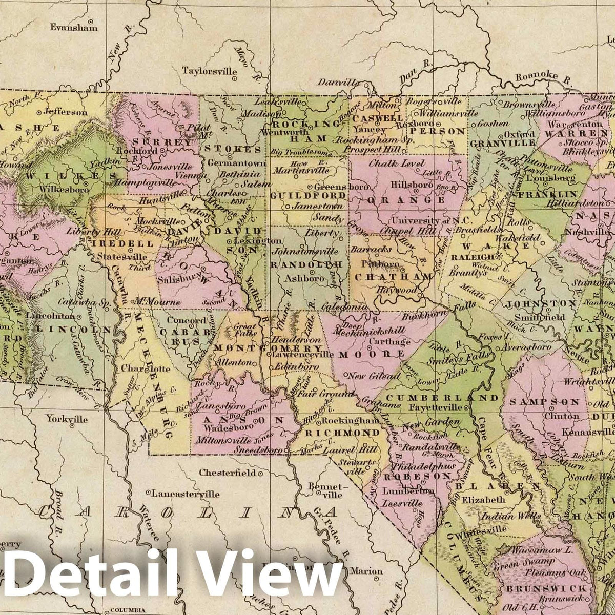 North Carolina 1841 Historical Map Print