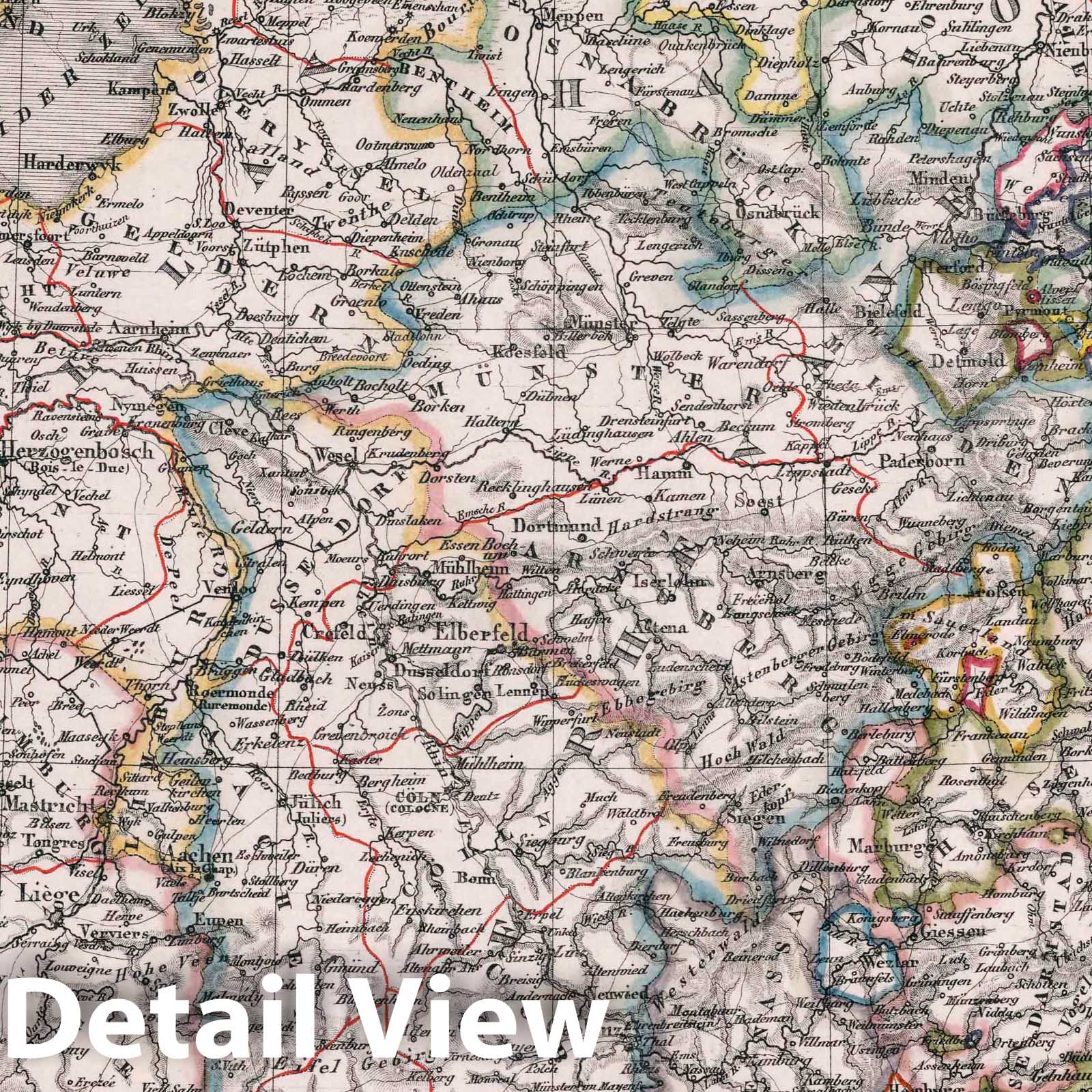 Northwestern Germany, Belgium, Netherlands, Luxembourg 1832 Historical Map Print