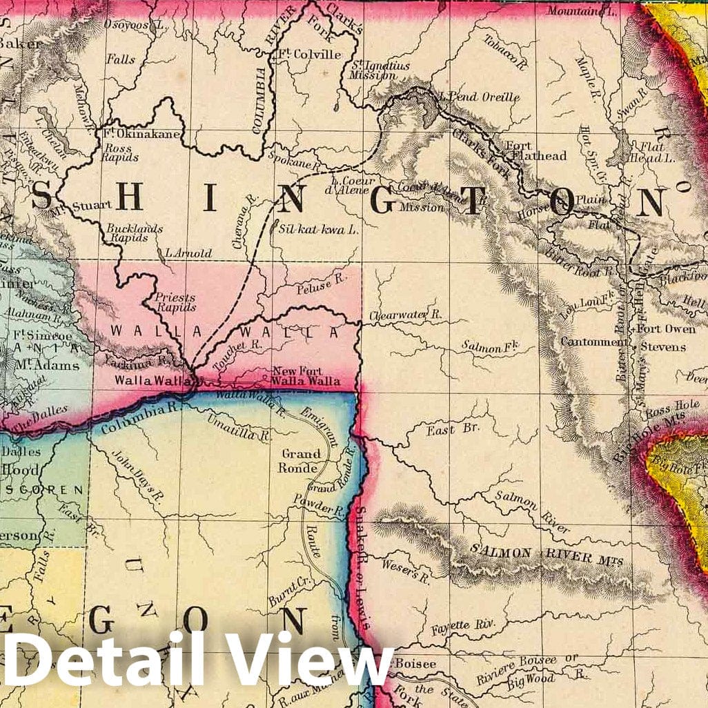 Oregon, Washington, and British Columbia, 1860 - Historical Map Print