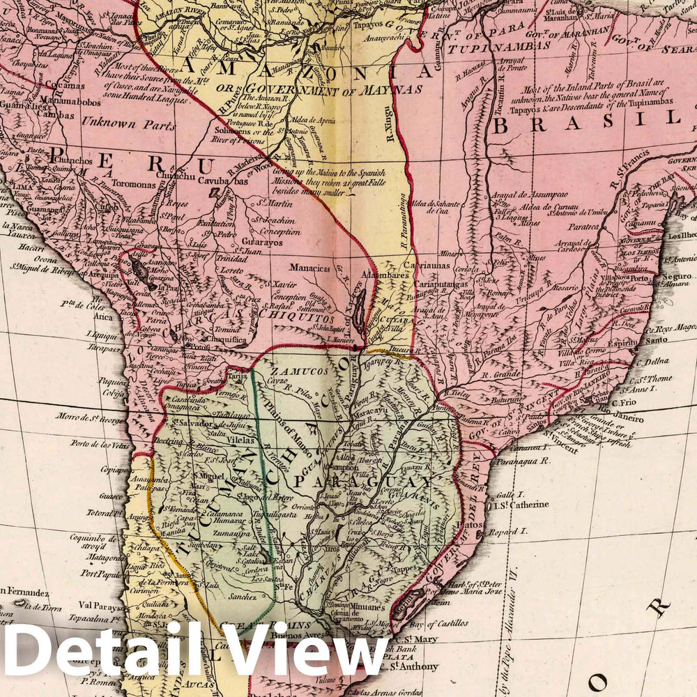 Historic Map : 1755 South America Shewing the Spanish & Portuguese Settlements. - Vintage Wall Art