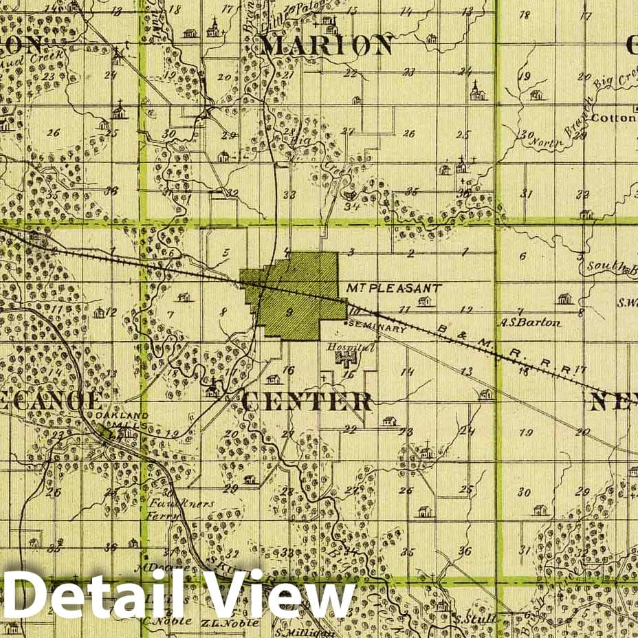 Henry County, Iowa - Railroad Map, 1875 - Historical Map Print