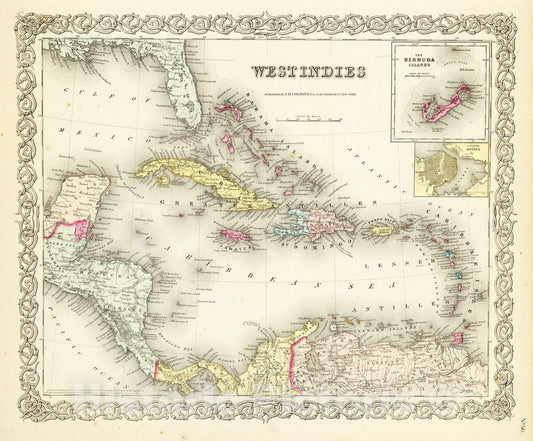Historic Map : 1856 West Indies. - Vintage Wall Art