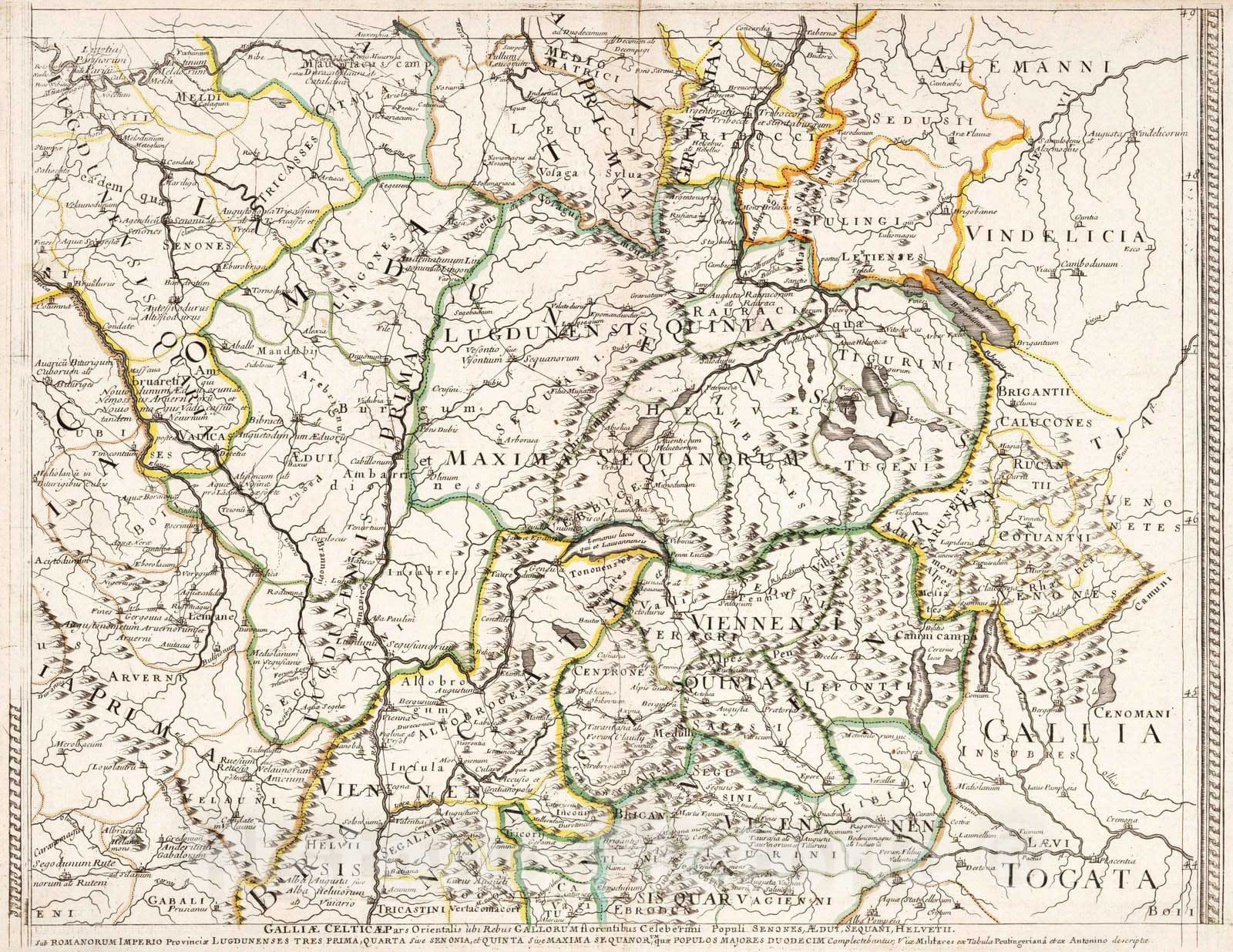 Historic Wall Map : 1697 Map of the Geography of Ancient France v1 - Vintage Wall Art