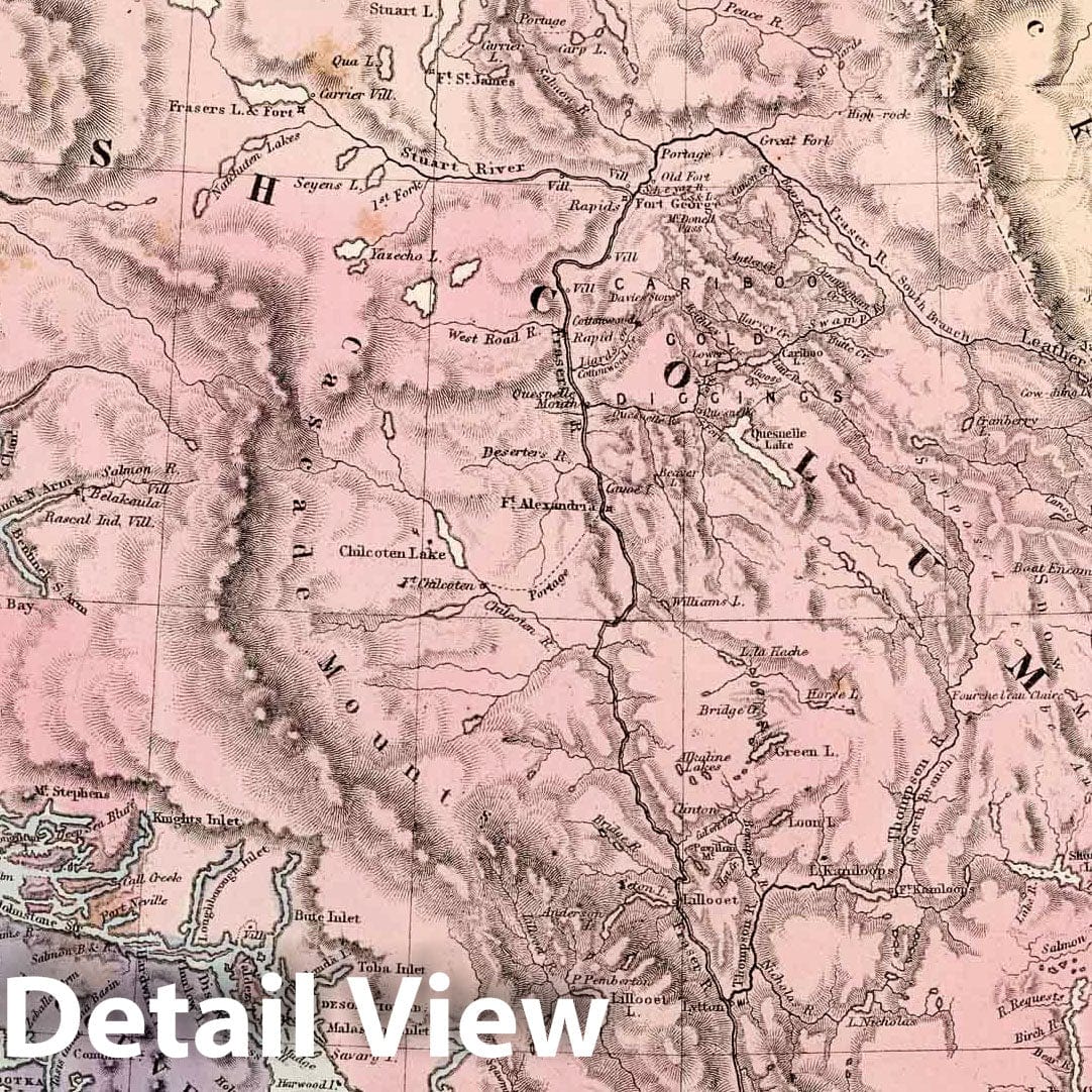 British Columbia and Vancouver Island - Geologic Map, 1865 - Historical Map Print
