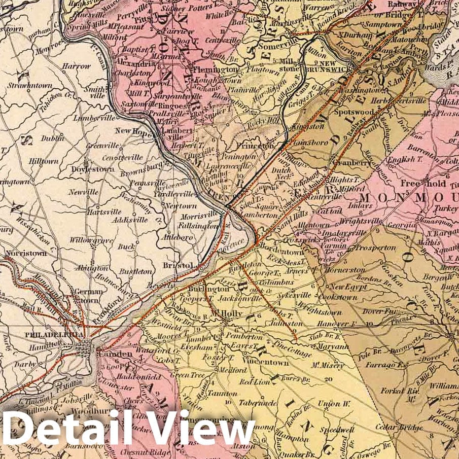 New Jersey, 1850 - Historical Map Print from Universal Atlas