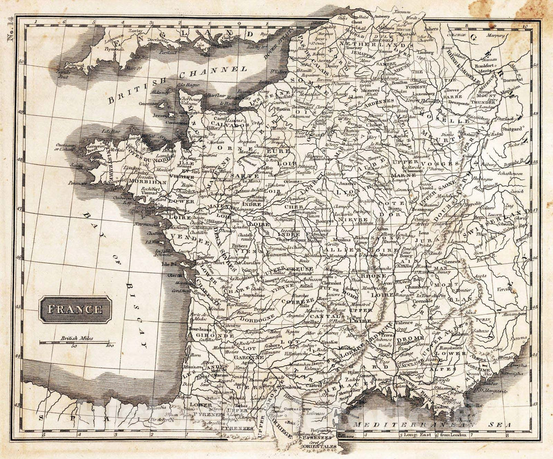 Historic Map : School Atlas - 1822 France - Vintage Wall Art