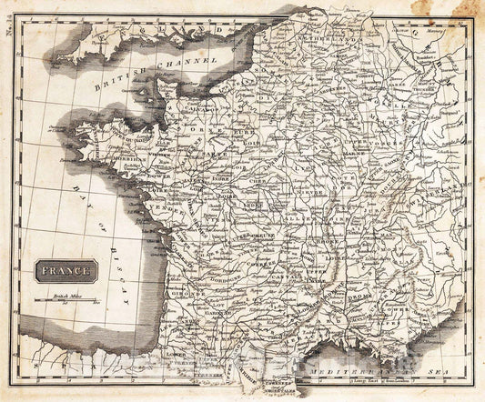 Historic Map : School Atlas - 1822 France - Vintage Wall Art