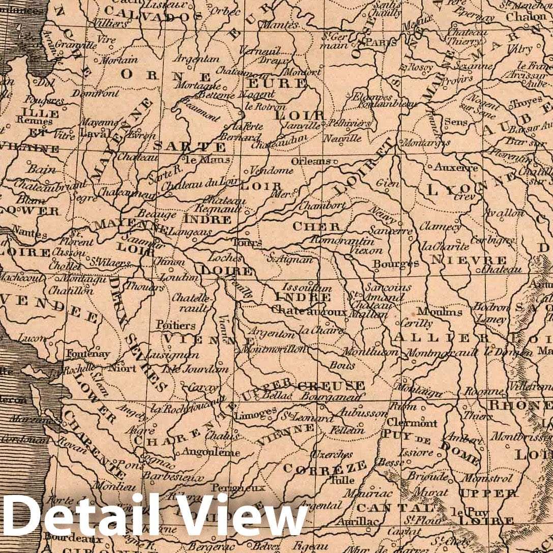 France - River Map, 1822 - Historical Map Print