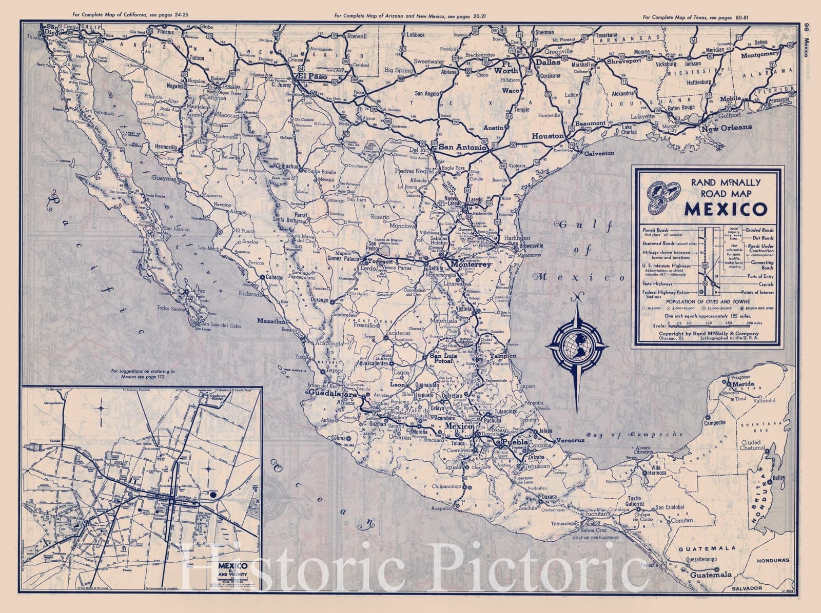 Mexico Road Map 1940 - State Farm Road Atlas Print