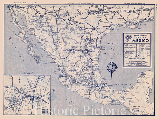 Mexico Road Map 1940 - State Farm Road Atlas Print